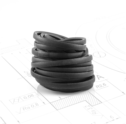 Stacked rubber material on technical drawings